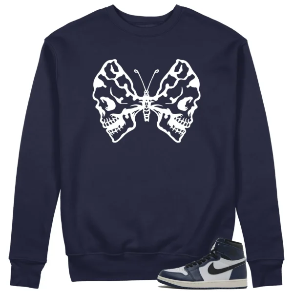 Halloween Butterfly Sweatshirt to Match Air Jordan 1 High OG Midnight Navy