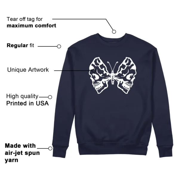 Halloween Butterfly Sweatshirt to Match Air Jordan 1 High OG Midnight Navy Features