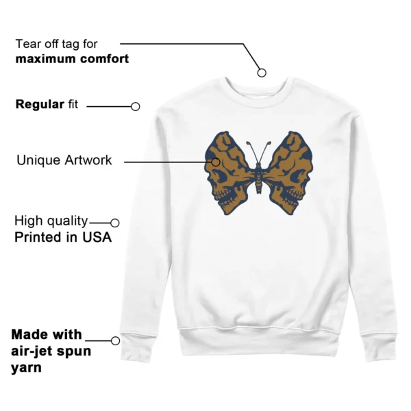 Halloween Butterfly Sweatshirt to Match Nike Dunk Low Midnight Navy Wheat Features