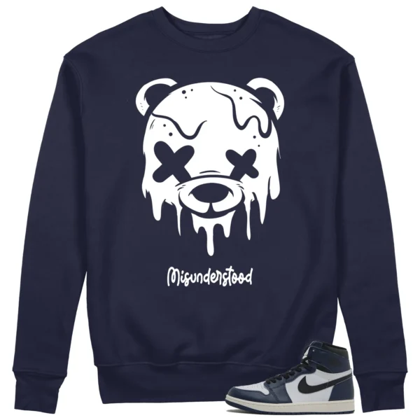 Halloween Drippy Bear Sweatshirt to Match Air Jordan 1 High OG Midnight Navy