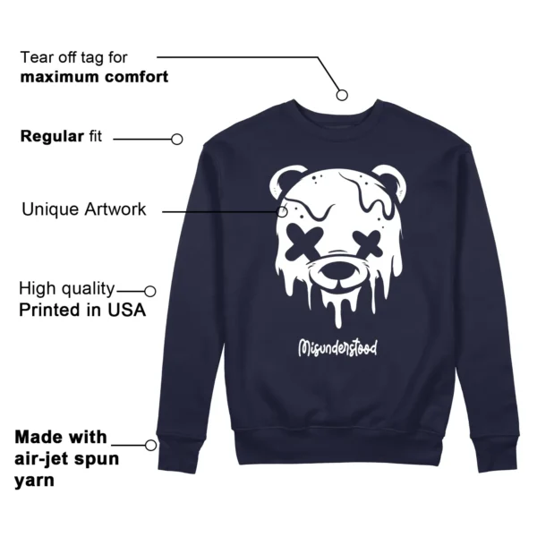 Halloween Drippy Bear Sweatshirt to Match Air Jordan 1 High OG Midnight Navy Features