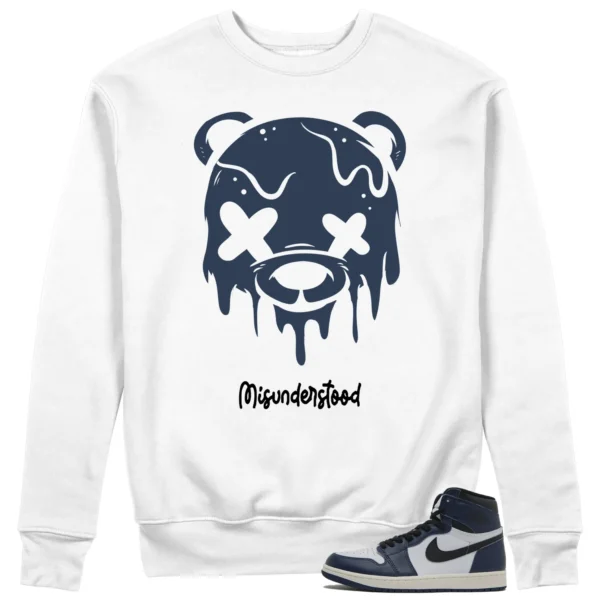 Halloween Drippy Bear Sweatshirt to Match Jordan 1 High OG Midnight Navy