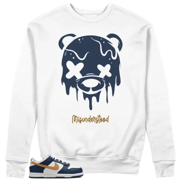 Halloween Drippy Bear Sweatshirt to Match Nike Dunk Low Midnight Navy Wheat