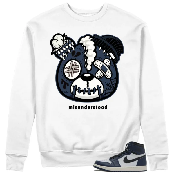 Halloween Teddy Bear Sweatshirt to Match Jordan 1 High OG Midnight Navy