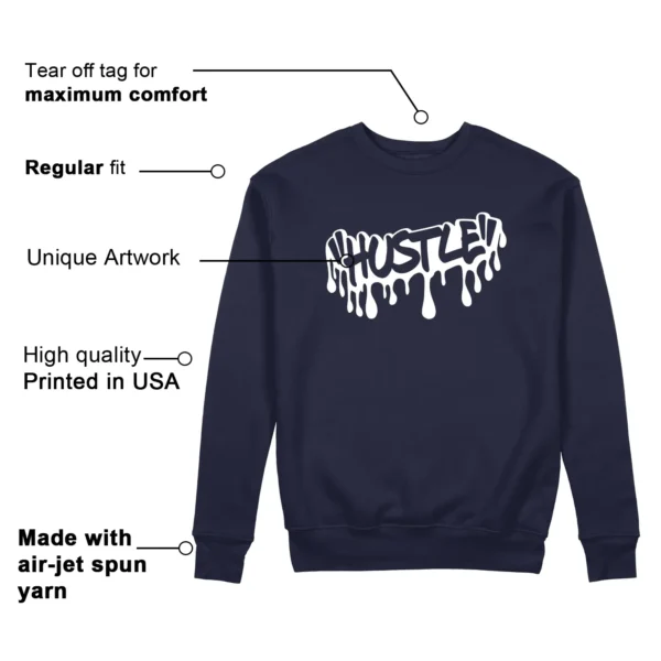 Hustle Sweatshirt to Match Air Jordan 1 High OG Midnight Navy Features