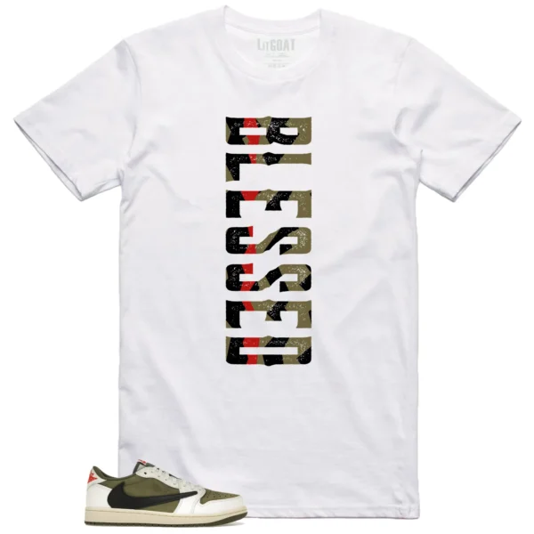 Blessed Tee | Jordan 1 Low x Travis Scott Medium Olive Match