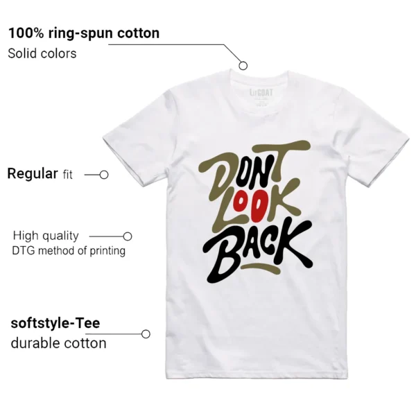 Jordan 1 Low x Travis Scott Medium Olive Style: Don't Look Back Shirt Features