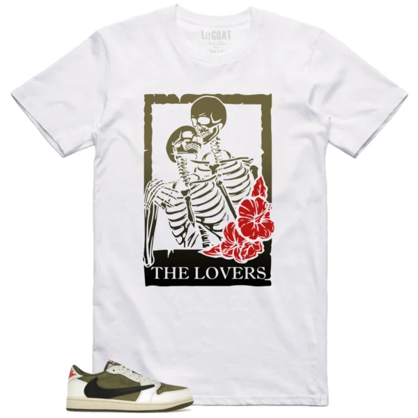 Lovers Tee for Jordan 1 Low x Travis Scott Medium Olive Sneakers