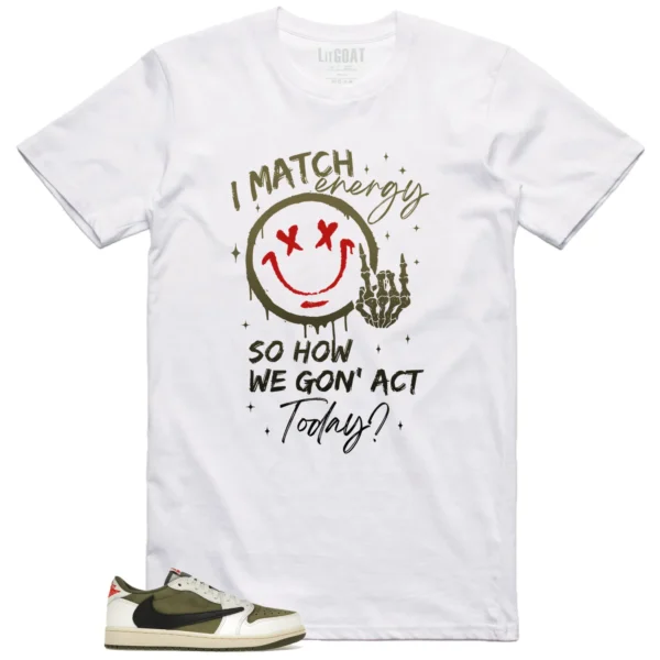 Jordan 1 Low x Travis Scott Medium Olive Matching Tee Shirt - Match Energy