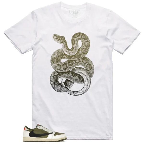 Python Snake Shirt for Jordan 1 Low x Travis Scott Medium Olive Sneaker