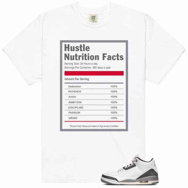 Hustle Facts: Motivational Graphic for Jordan 3 Cement Grey