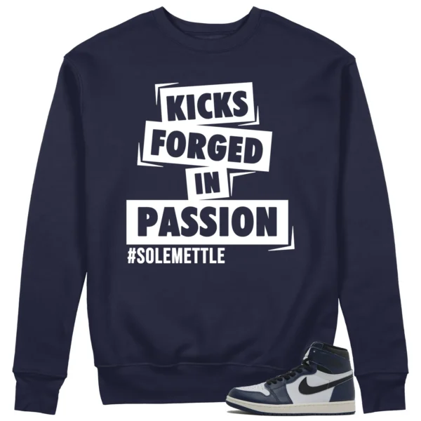 Kicks Passion Sweatshirt to Match Air Jordan 1 High OG Midnight Navy