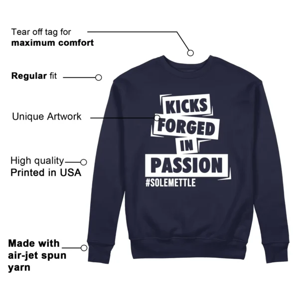 Kicks Passion Sweatshirt to Match Air Jordan 1 High OG Midnight Navy Features