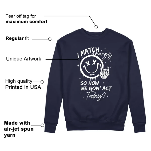 Match Energy Sweatshirt to Match Air Jordan 1 High OG Midnight Navy Features