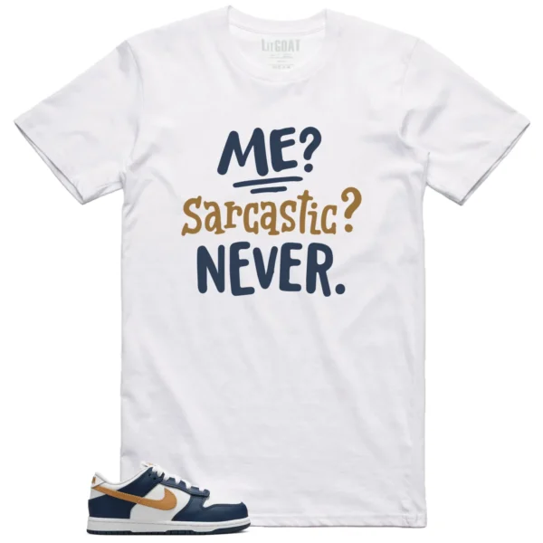 Nike Dunk Low Midnight Navy Wheat Matching T-shirt Me Sarcastic Never