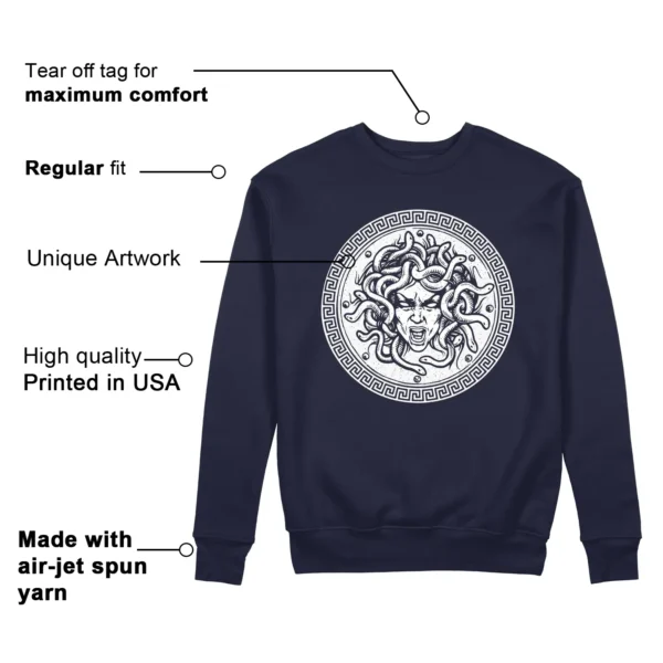 Medusa Sweatshirt to Match Air Jordan 1 High OG Midnight Navy Features