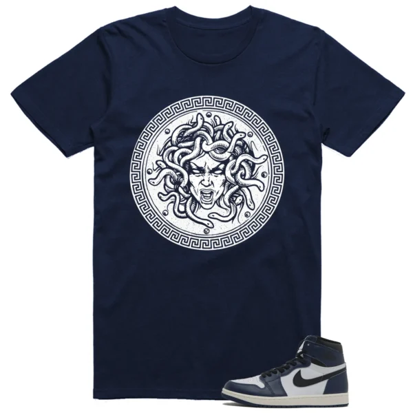 Air Jordan 1 High OG Midnight Navy Matching T-shirt Medusa