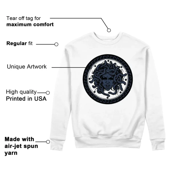 Medusa Sweatshirt to Match Jordan 1 High OG Midnight Navy Features