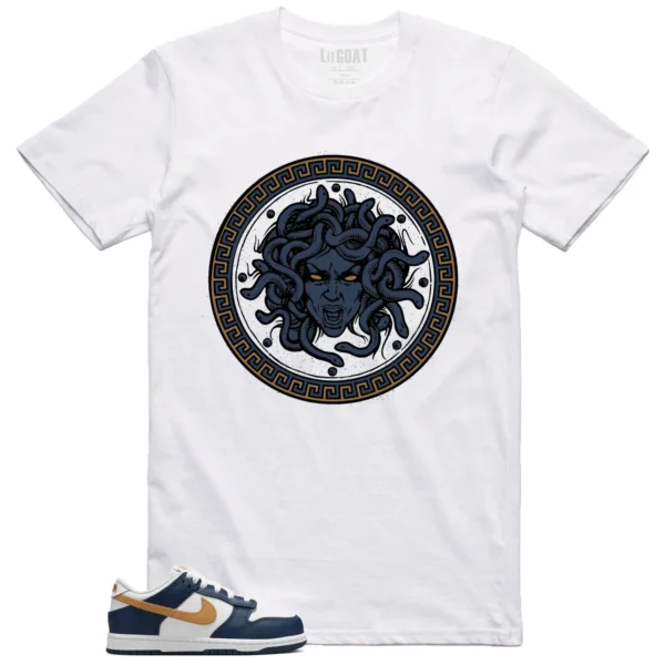 Nike Dunk Low Midnight Navy Wheat Matching T-shirt Medusa