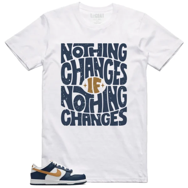 Nike Dunk Low Midnight Navy Wheat Matching T-shirt Nothing Changes