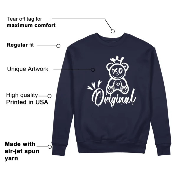 Original Sweatshirt to Match Air Jordan 1 High OG Midnight Navy Features