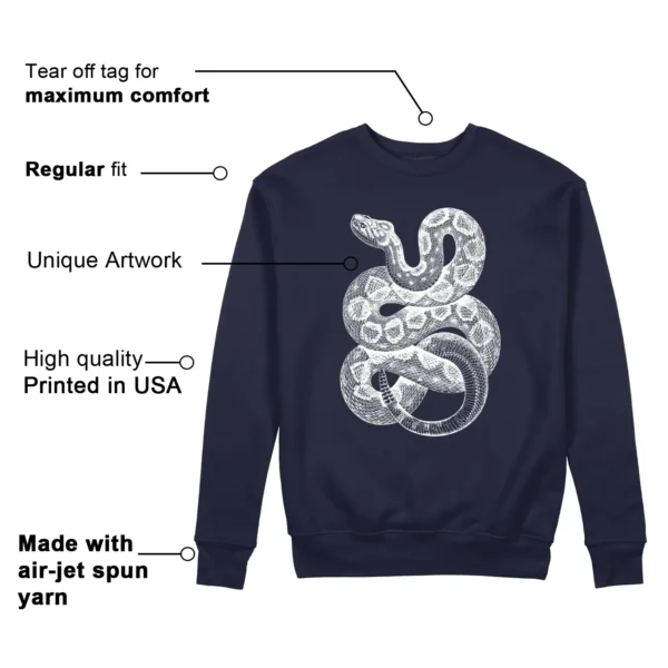 Python Snake Sweatshirt to Match Air Jordan 1 High OG Midnight Navy Features