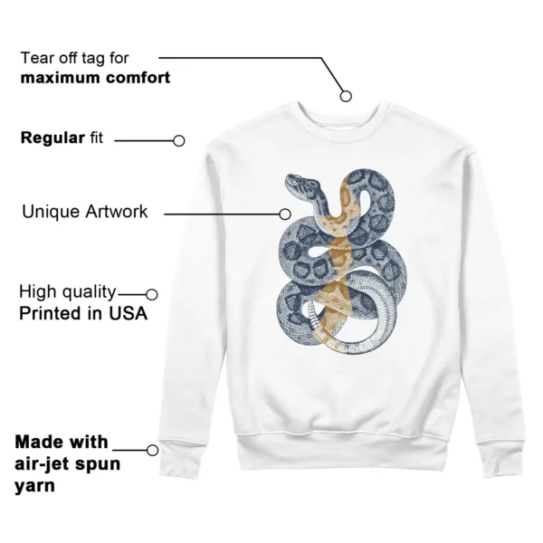 Python Snake Sweatshirt to Match Nike Dunk Low Midnight Navy Wheat Features