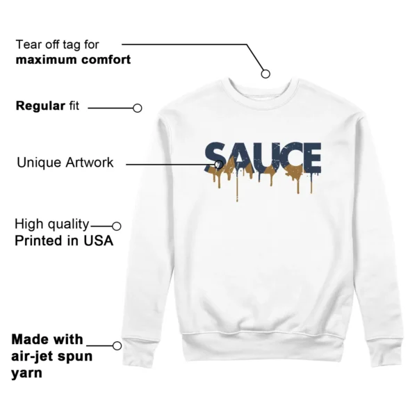 Sauce Sweatshirt to Match Nike Dunk Low Midnight Navy Wheat Features