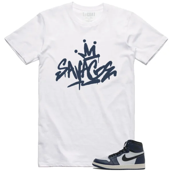 Jordan 1 High OG Midnight Navy Matching T-shirt Savage