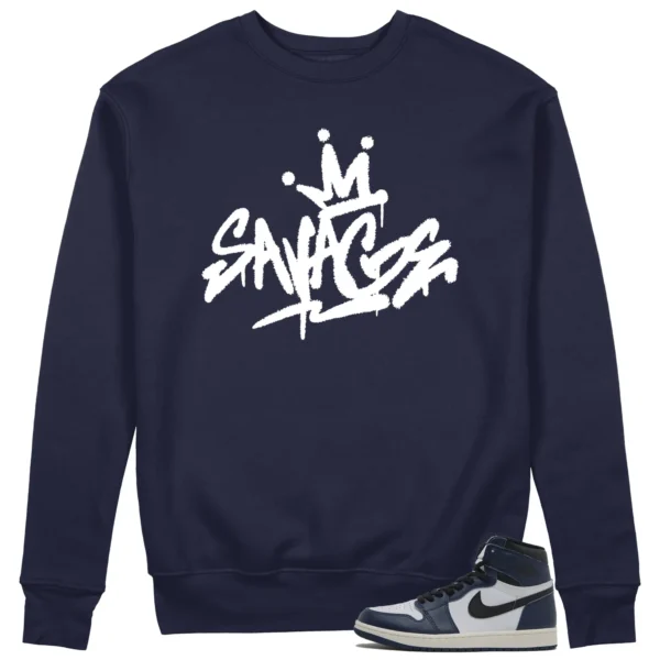 Savage Sweatshirt to Match Air Jordan 1 High OG Midnight Navy