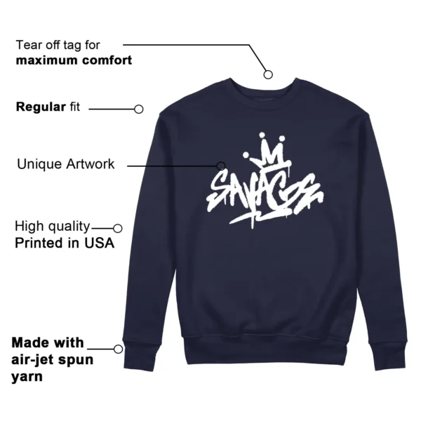 Savage Sweatshirt to Match Air Jordan 1 High OG Midnight Navy Features