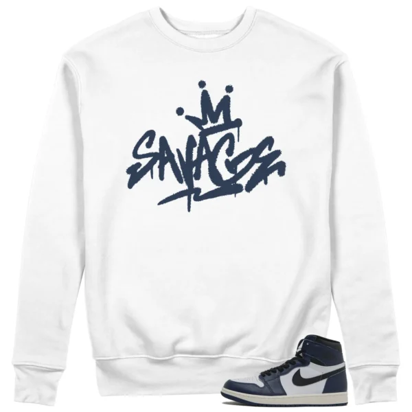 Savage Sweatshirt to Match Jordan 1 High OG Midnight Navy