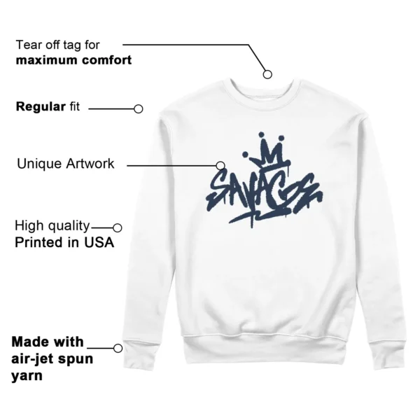 Savage Sweatshirt to Match Jordan 1 High OG Midnight Navy Features