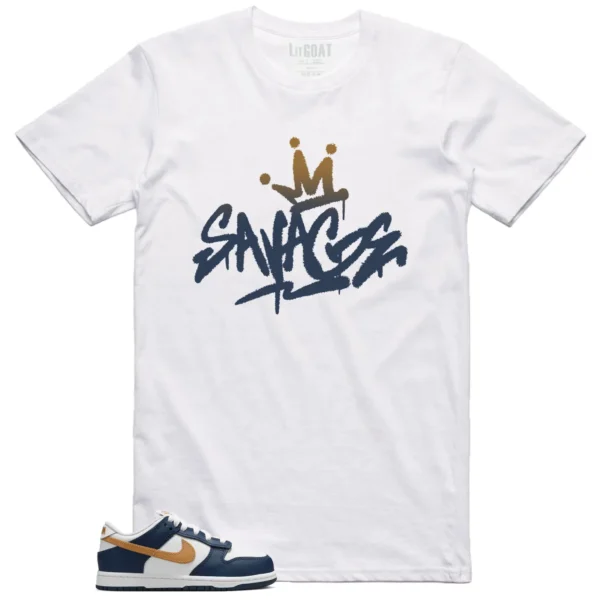 Nike Dunk Low Midnight Navy Wheat Matching T-shirt Savage