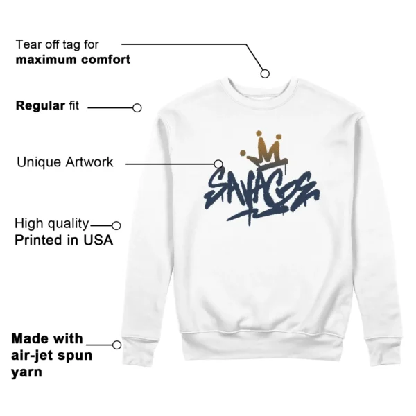 Savage Sweatshirt to Match Nike Dunk Low Midnight Navy Wheat Features