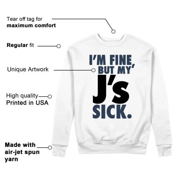 Sick Js Sweatshirt to Match Jordan 1 High OG Midnight Navy Features