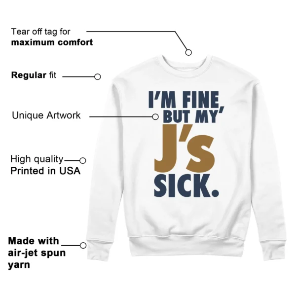 Sick Js Sweatshirt to Match Nike Dunk Low Midnight Navy Wheat Features