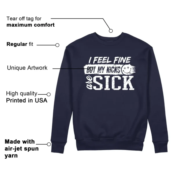 Sick Kicks Sweatshirt to Match Air Jordan 1 High OG Midnight Navy Features