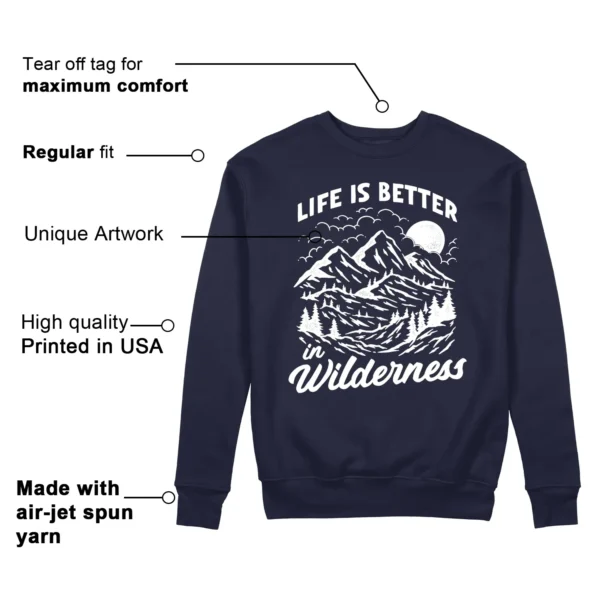 Wilderness Sweatshirt to Match Air Jordan 1 High OG Midnight Navy Features