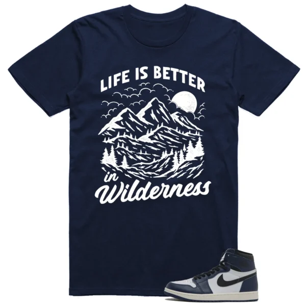 Air Jordan 1 High OG Midnight Navy Matching T-shirt Wilderness