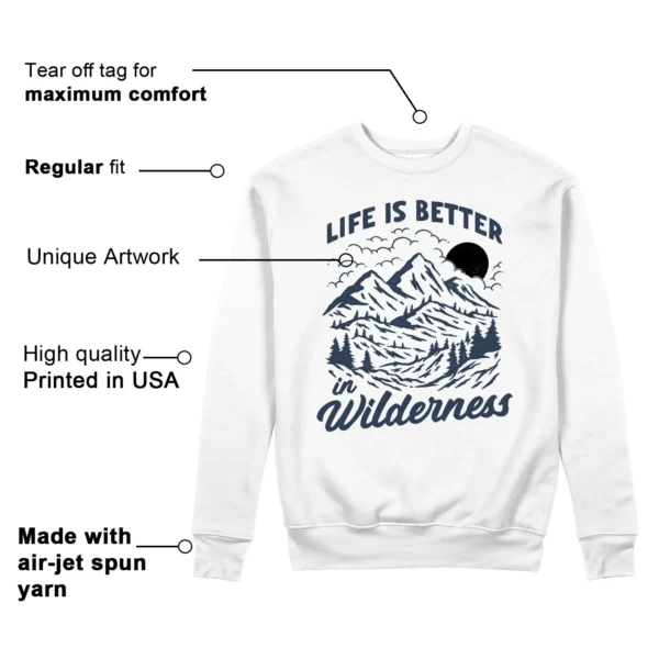 Wilderness Sweatshirt to Match Jordan 1 High OG Midnight Navy Features