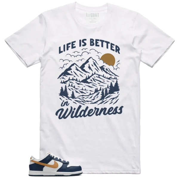 Nike Dunk Low Midnight Navy Wheat Matching T-shirt Wilderness