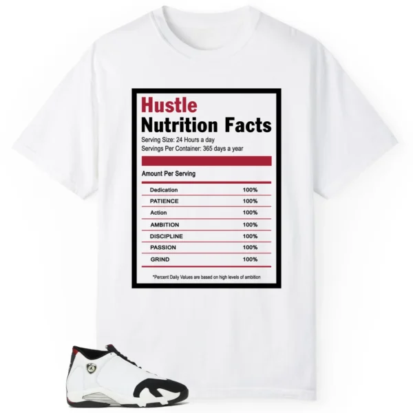 Hustle Facts: Motivational Graphic for Air Jordan 14 Black Toe 2024