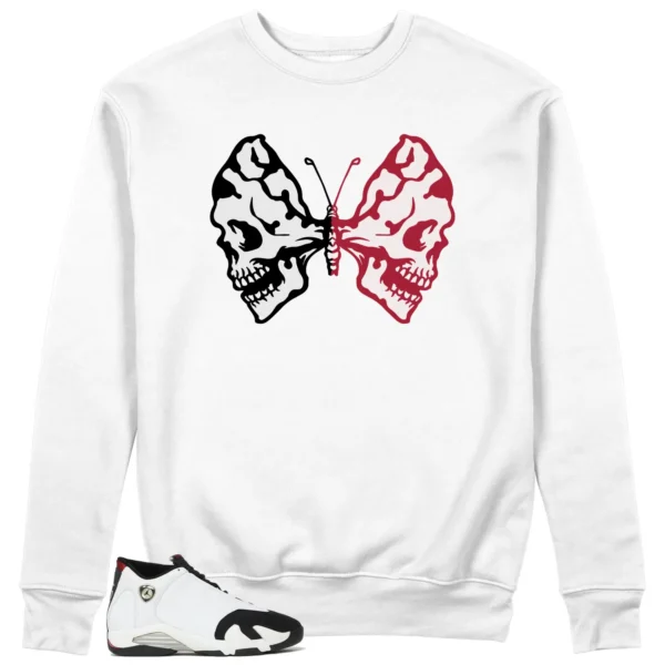 Butterfly Skulls Sweatshirt for Air Jordan 14 Black Toe 2024 Fans