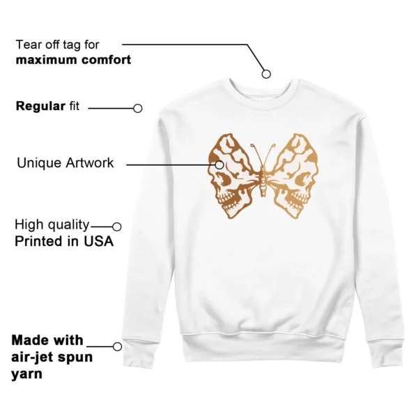 Butterfly Skulls Sweatshirt for Air Jordan 4 Retro Ginger Wheat Fans Features