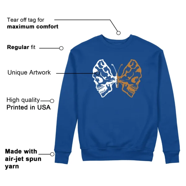 Butterfly Skulls Sweatshirt for Nike Air Force 1 Low Evo Team Royal Fans Features