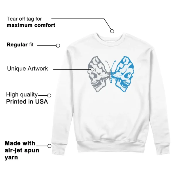 Butterfly Skulls Sweatshirt for Nike Air Force 1 Low Grey University Blue Fans Features