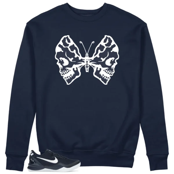 Butterfly Skulls Sweatshirt for Nike Kobe 8 Protro College Navy Fans