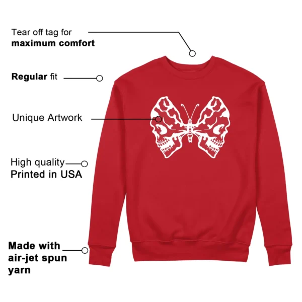 Butterfly Skulls Sweatshirt for Nike Kobe 8 Protro University Red Fans Features