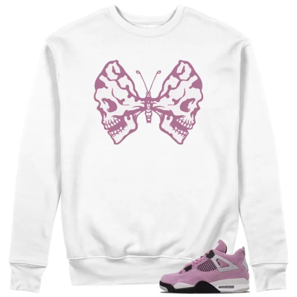 Butterfly Skulls Sweatshirt for Wmns Air Jordan 4 Retro Orchid Fans